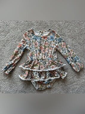 Baby Boutique Charming Mary Bamboo Floral Ruffle Long Sleeve Romper- Size 24m